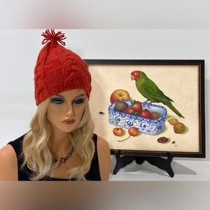 Cute rusty red cashmere knit hat from Barneys New York